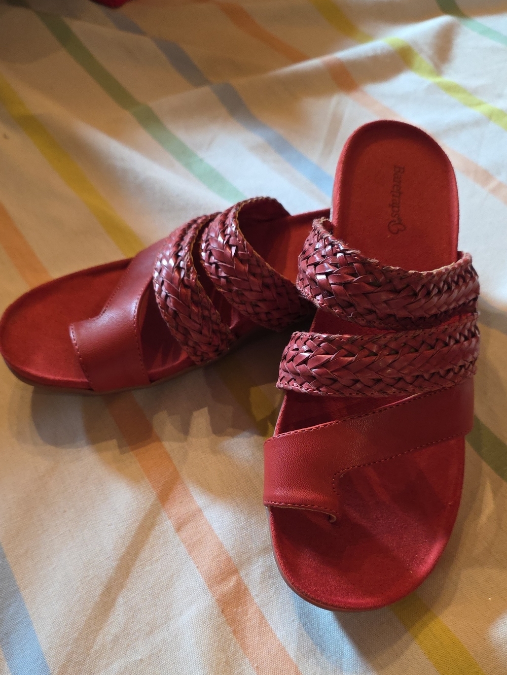 BareTraps Red Braided Slide Mules